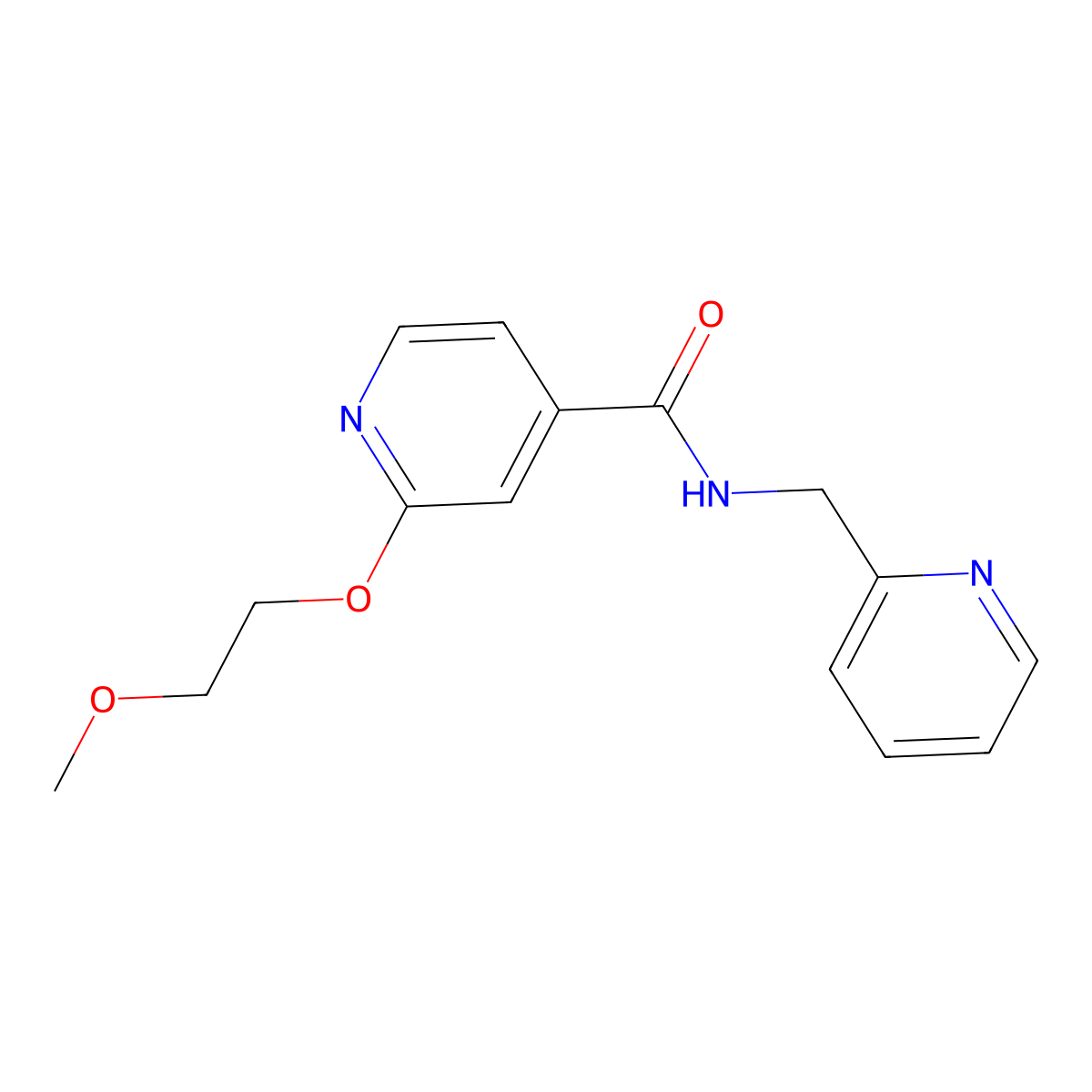 2-(2-methoxyethoxy)-N-(pyridin-2-ylmethyl)isonicotinamide molecular structure, CAS 2034429-91-7