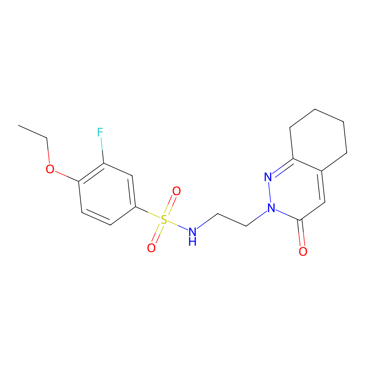 4-ethoxy-3-fluoro-N-(2-(3-oxo-5,6,7,8-tetrahydrocinnolin-2(3H)-yl)ethyl)benzenesulfonamide molecular structure, CAS 2034429-97-3