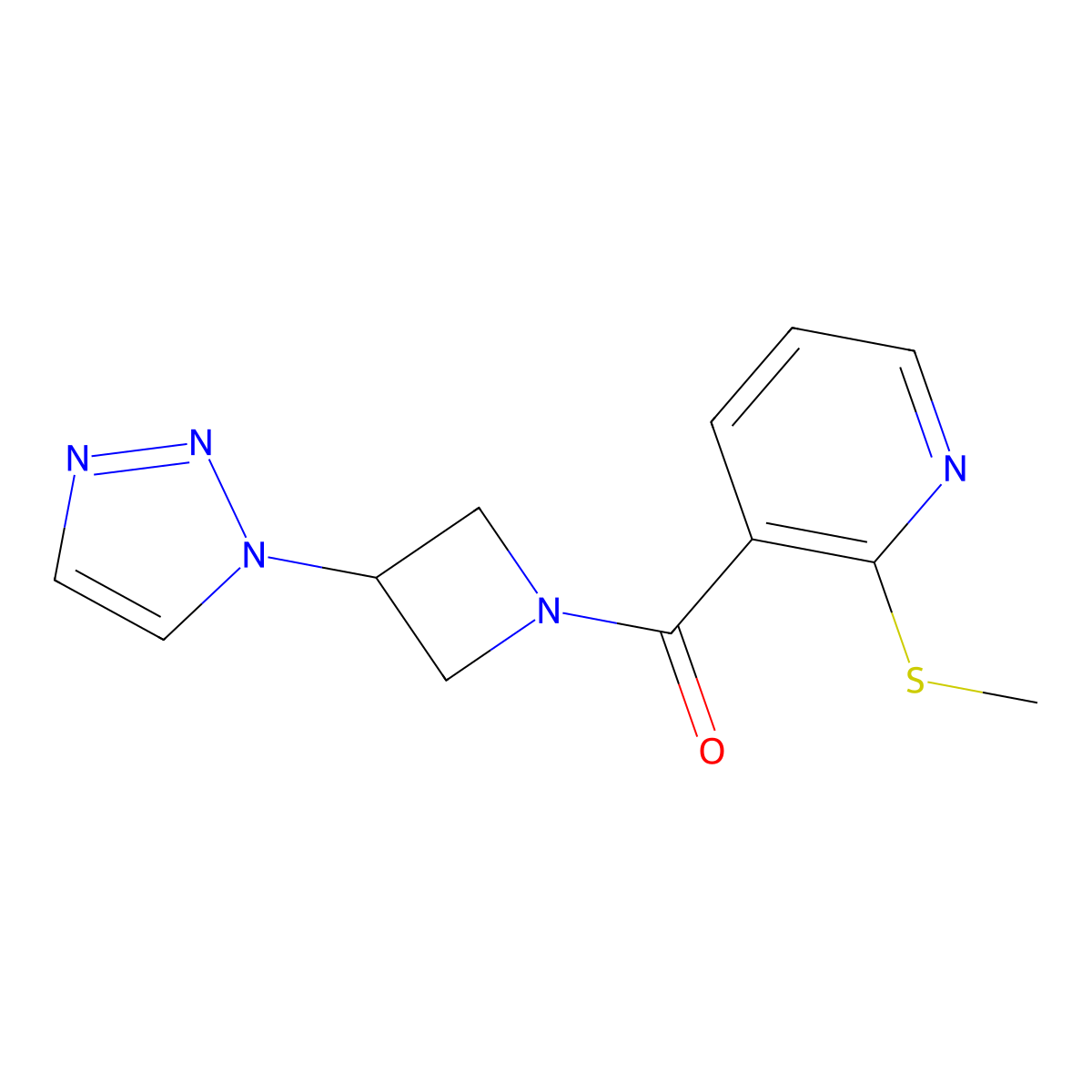 (3-(1H-1,2,3-triazol-1-yl)azetidin-1-yl)(2-(methylthio)pyridin-3-yl)methanone molecular structure, CAS 2034429-99-5