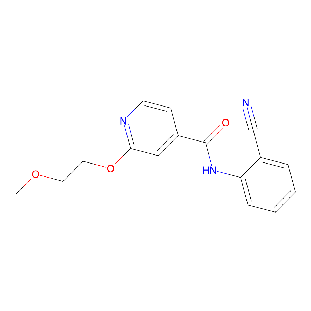 N-(2-cyanophenyl)-2-(2-methoxyethoxy)isonicotinamide molecular structure, CAS 2034430-08-3
