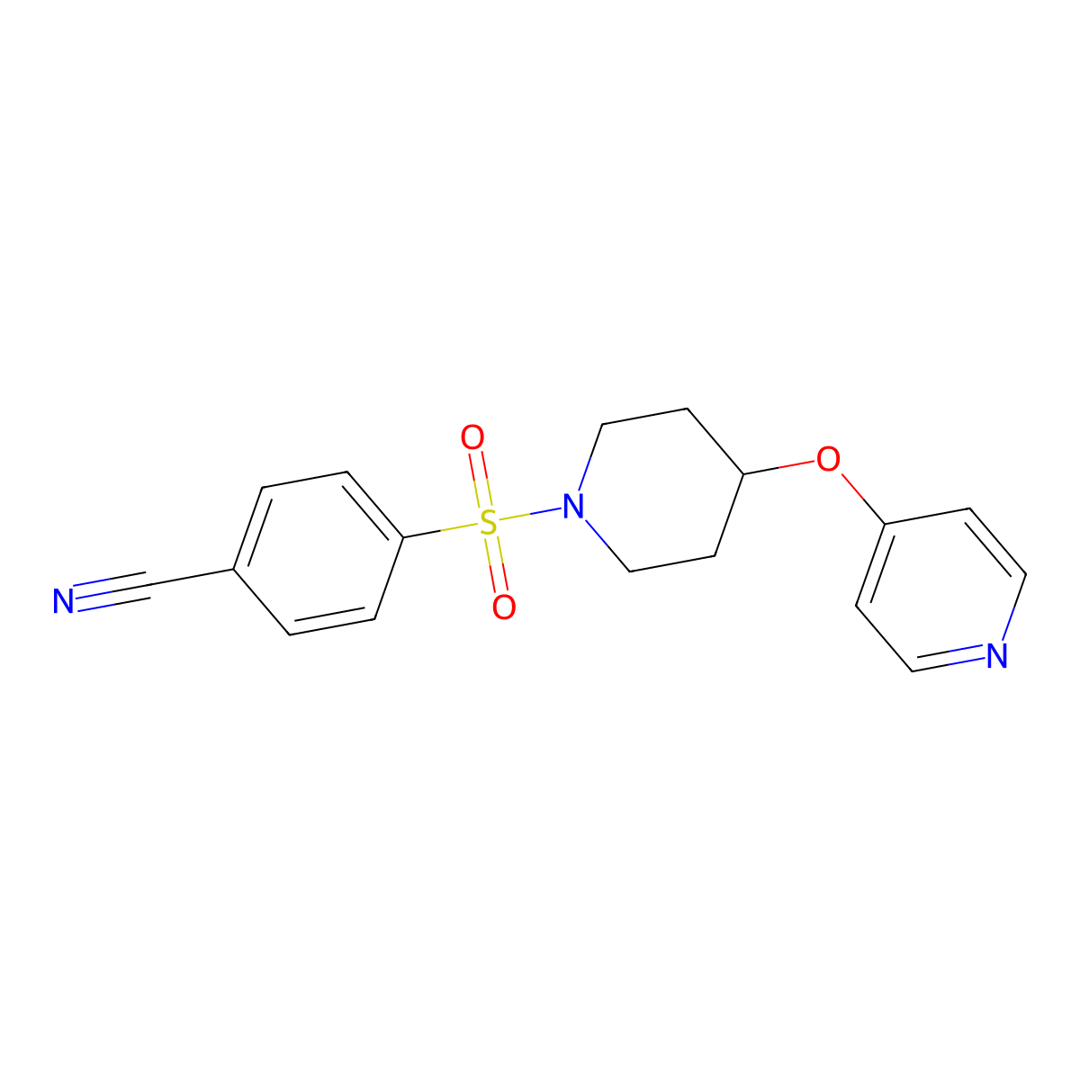 4-((4-(Pyridin-4-yloxy)piperidin-1-yl)sulfonyl)benzonitrile molecular structure, CAS 2034430-15-2