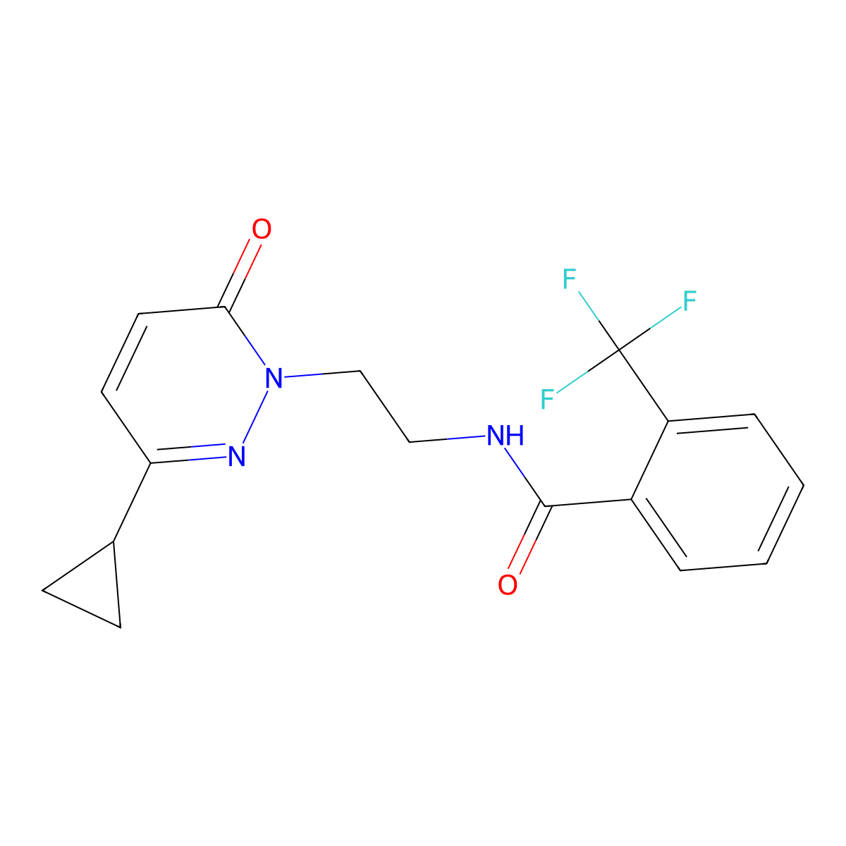 N-(2-(3-cyclopropyl-6-oxopyridazin-1(6H)-yl)ethyl)-2-(trifluoromethyl)benzamide molecular structure, CAS 2034430-16-3