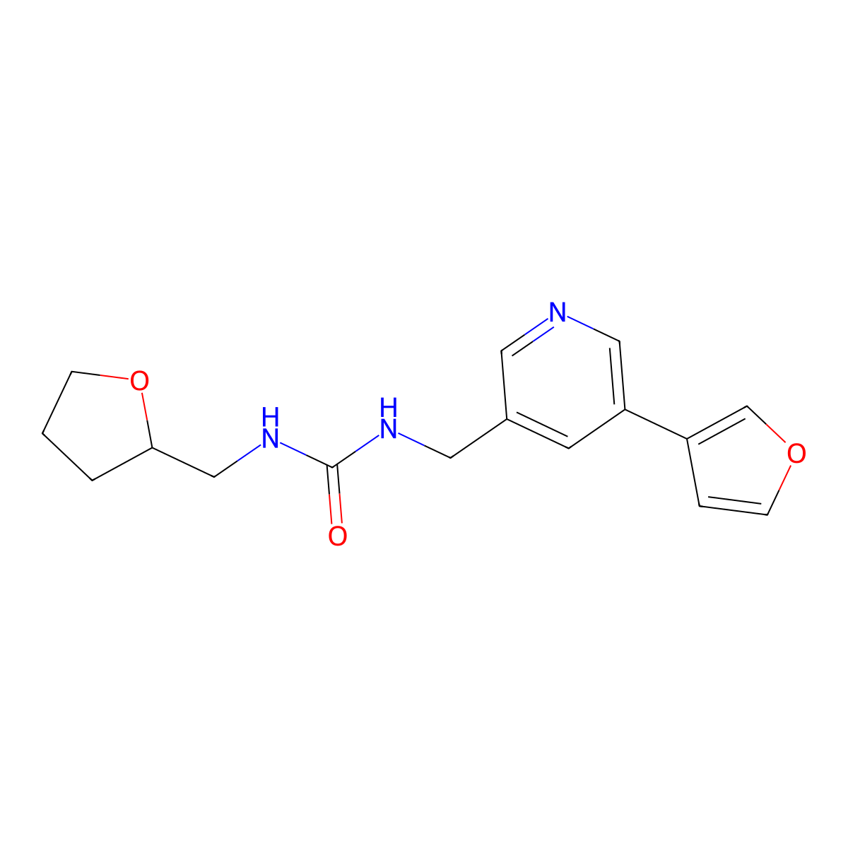 1-((5-(Furan-3-yl)pyridin-3-yl)methyl)-3-((tetrahydrofuran-2-yl)methyl)urea molecular structure, CAS 2034430-17-4