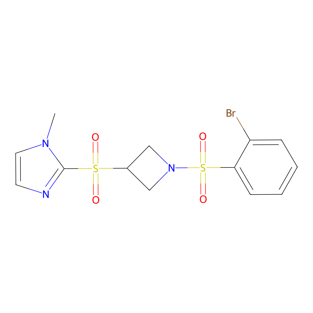 2-((1-((2-bromophenyl)sulfonyl)azetidin-3-yl)sulfonyl)-1-methyl-1H-imidazole molecular structure, CAS 2034430-24-3