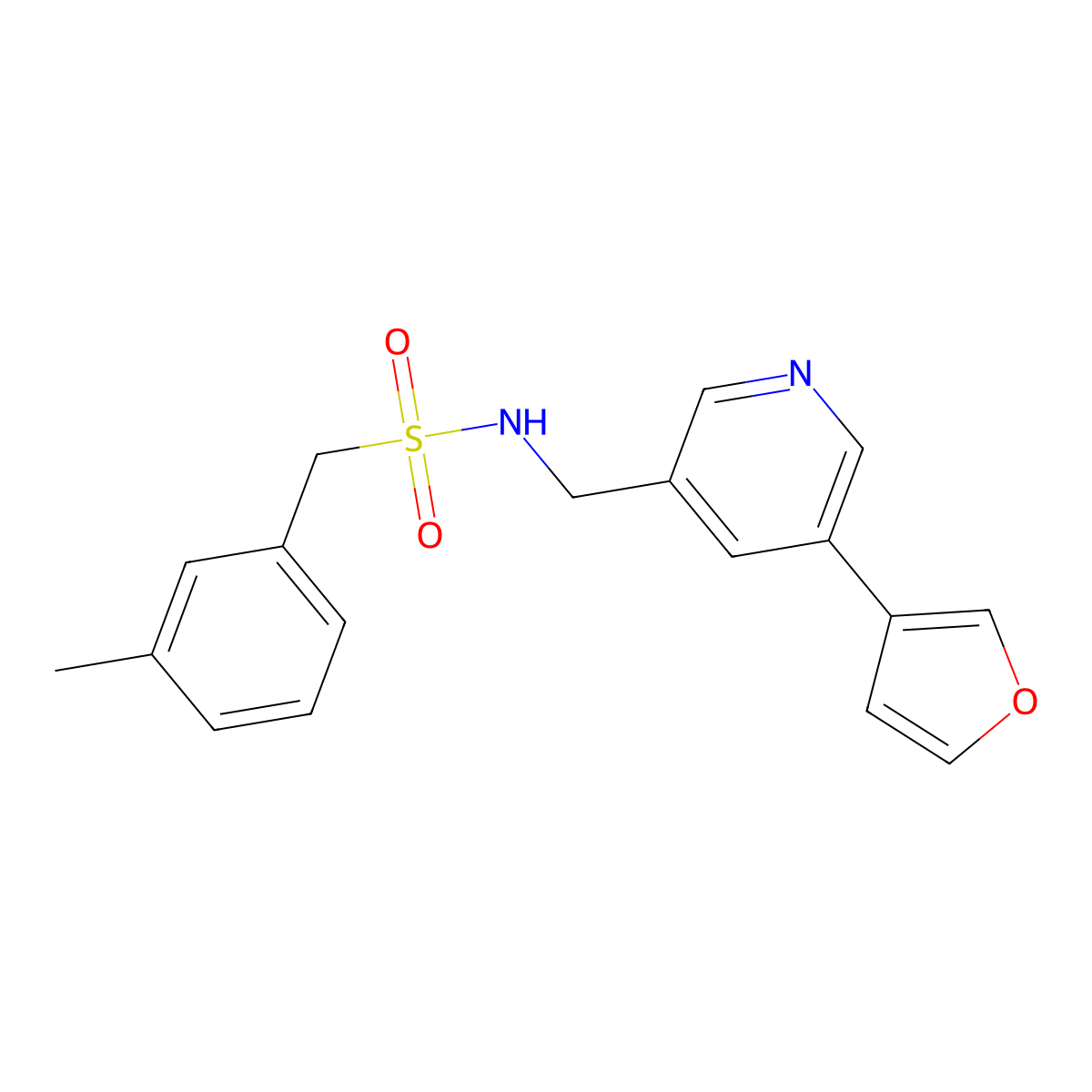 N-((5-(furan-3-yl)pyridin-3-yl)methyl)-1-(m-tolyl)methanesulfonamide molecular structure, CAS 2034430-25-4