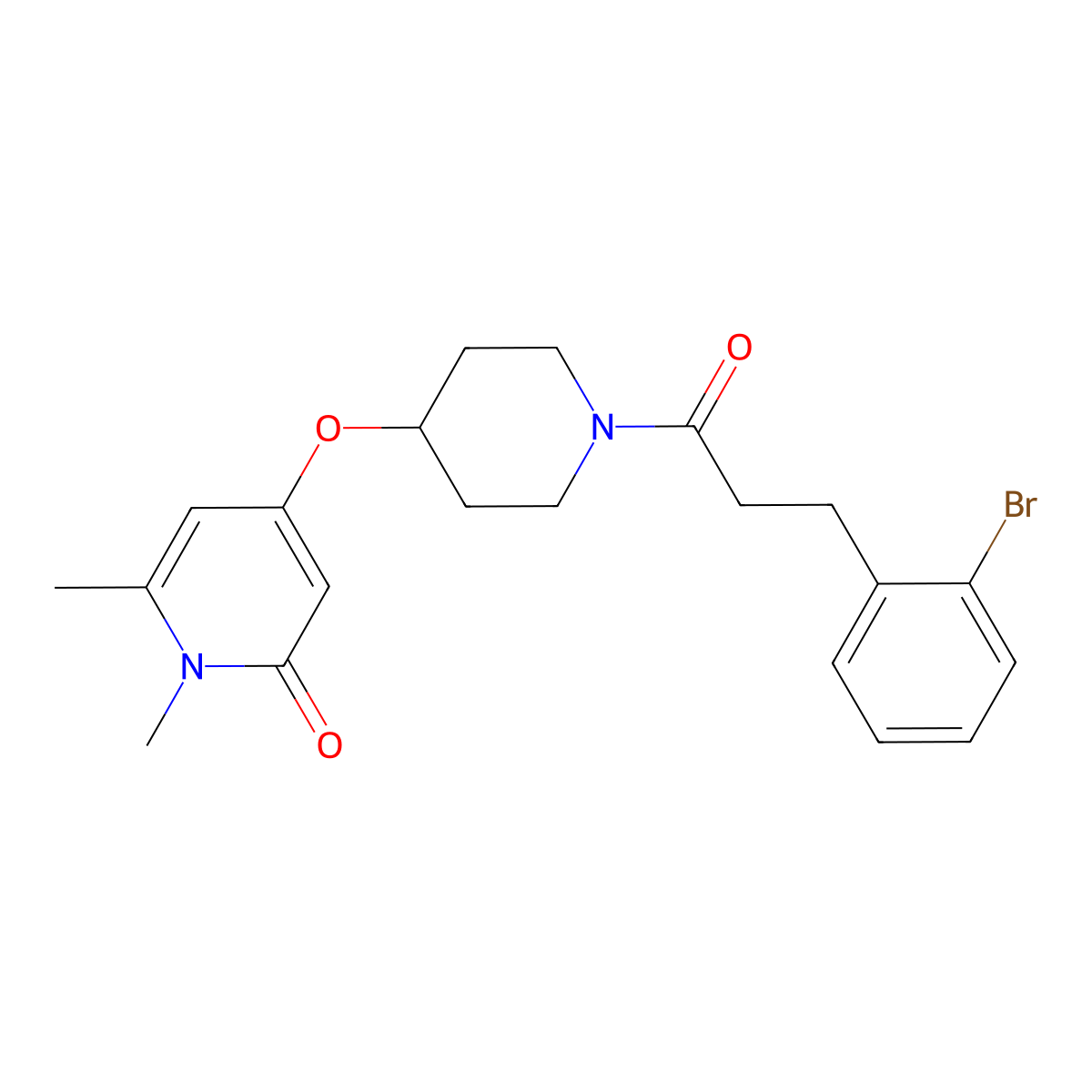 4-((1-(3-(2-bromophenyl)propanoyl)piperidin-4-yl)oxy)-1,6-dimethylpyridin-2(1H)-one molecular structure, CAS 2034430-26-5