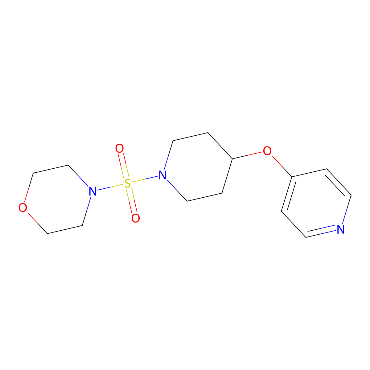 4-{[4-(Pyridin-4-yloxy)piperidin-1-yl]sulfonyl}morpholine molecular structure, CAS 2034430-28-7