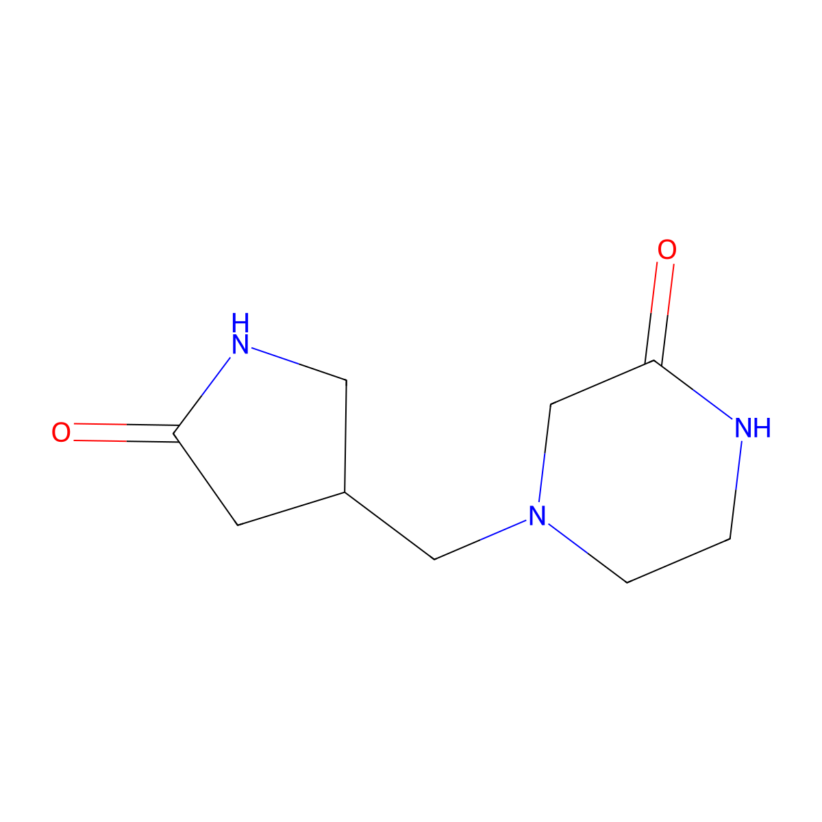 4-[(5-Oxopyrrolidin-3-yl)methyl]piperazin-2-one molecular structure, CAS 2034430-30-1