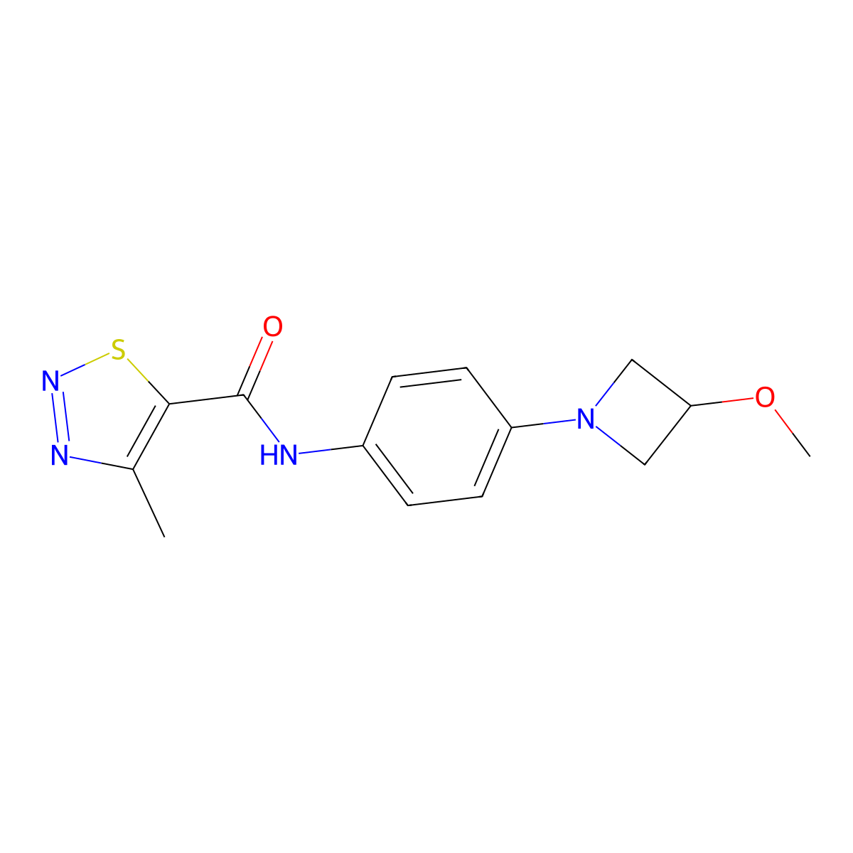 N-(4-(3-methoxyazetidin-1-yl)phenyl)-4-methyl-1,2,3-thiadiazole-5-carboxamide molecular structure, CAS 2034430-35-6