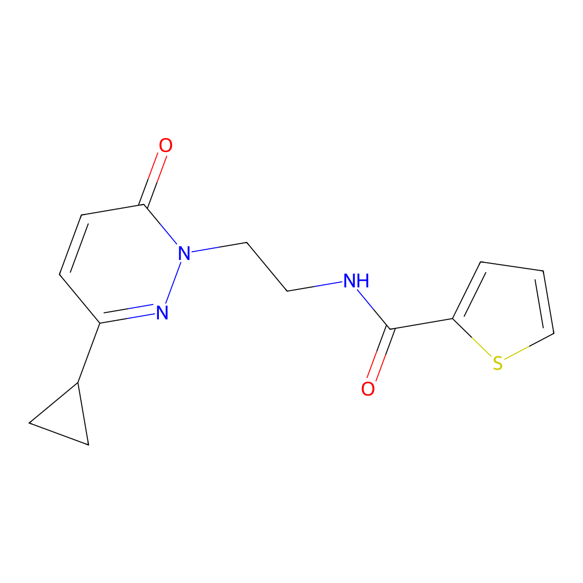 N-(2-(3-cyclopropyl-6-oxopyridazin-1(6H)-yl)ethyl)thiophene-2-carboxamide molecular structure, CAS 2034430-36-7