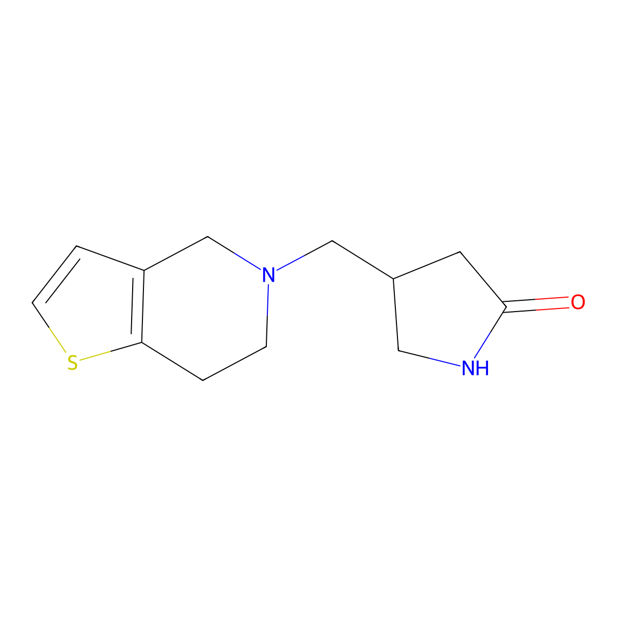 4-((6,7-dihydrothieno[3,2-c]pyridin-5(4H)-yl)methyl)pyrrolidin-2-one molecular structure, CAS 2034430-43-6