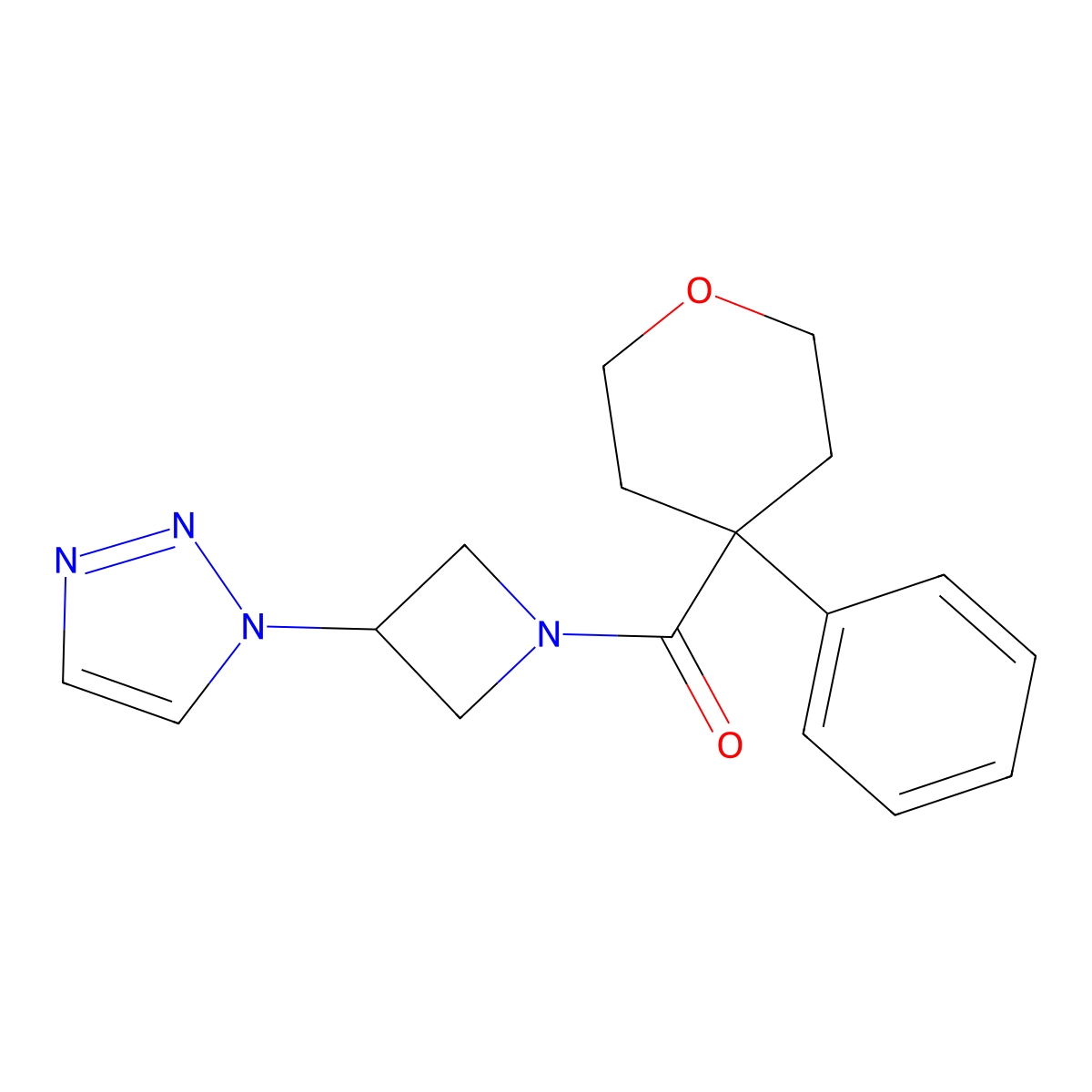 (3-(1H-1,2,3-triazol-1-yl)azetidin-1-yl)(4-phenyltetrahydro-2H-pyran-4-yl)methanone molecular structure, CAS 2034430-44-7