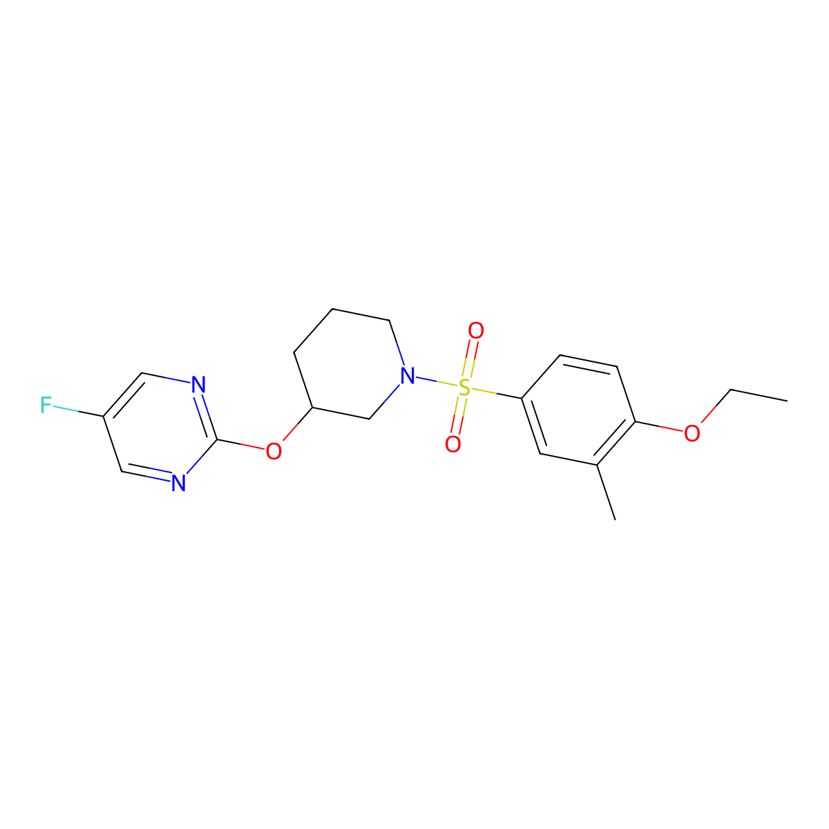 2-((1-((4-Ethoxy-3-methylphenyl)sulfonyl)piperidin-3-yl)oxy)-5-fluoropyrimidine molecular structure, CAS 2034430-45-8