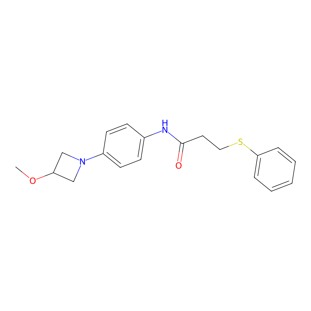 N-(4-(3-methoxyazetidin-1-yl)phenyl)-3-(phenylthio)propanamide molecular structure, CAS 2034430-46-9