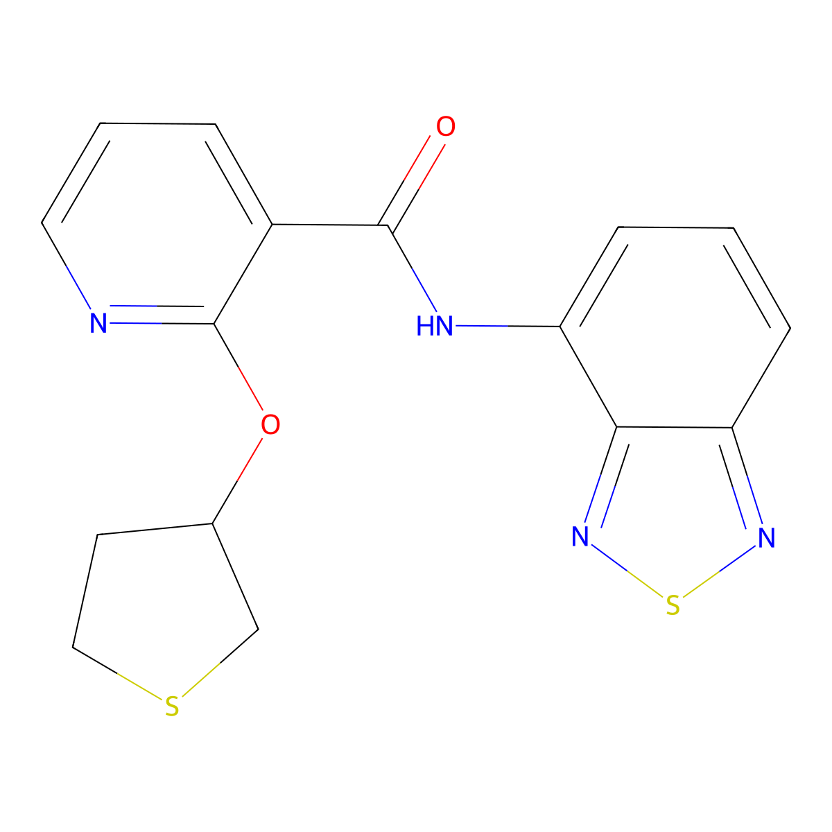 N-(benzo[c][1,2,5]thiadiazol-4-yl)-2-((tetrahydrothiophen-3-yl)oxy)nicotinamide molecular structure, CAS 2034430-47-0