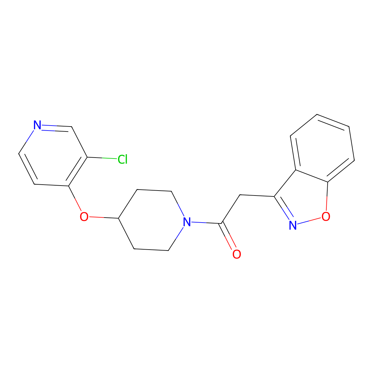 2-(Benzo[d]isoxazol-3-yl)-1-(4-((3-chloropyridin-4-yl)oxy)piperidin-1-yl)ethanone molecular structure, CAS 2034430-49-2