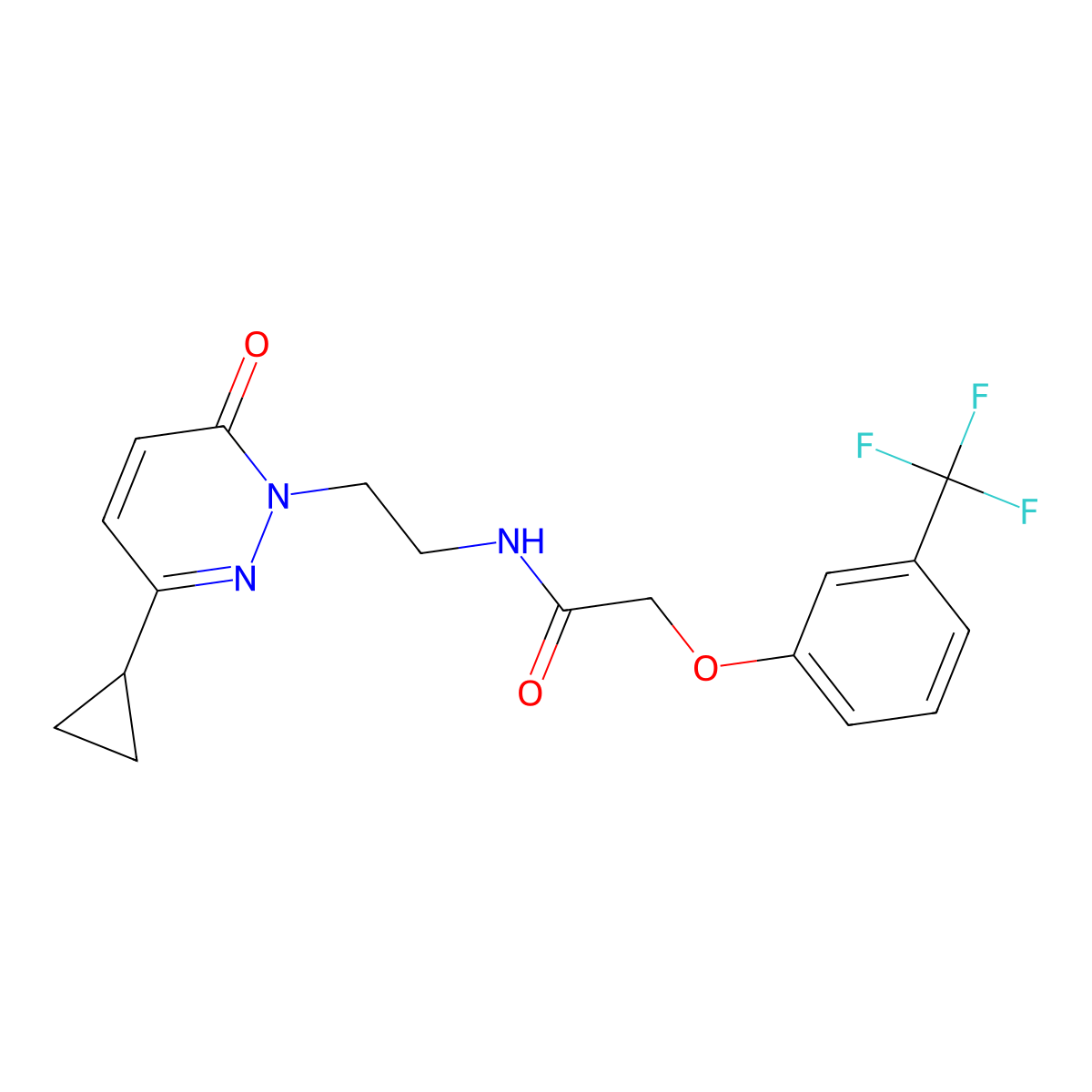 N-(2-(3-cyclopropyl-6-oxopyridazin-1(6H)-yl)ethyl)-2-(3-(trifluoromethyl)phenoxy)acetamide molecular structure, CAS 2034430-51-6