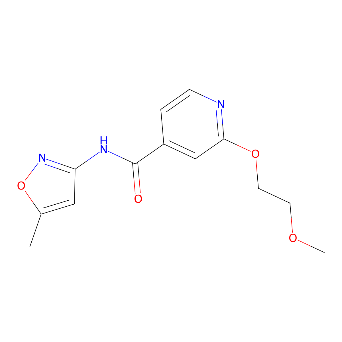 2-(2-methoxyethoxy)-N-(5-methylisoxazol-3-yl)isonicotinamide molecular structure, CAS 2034430-53-8