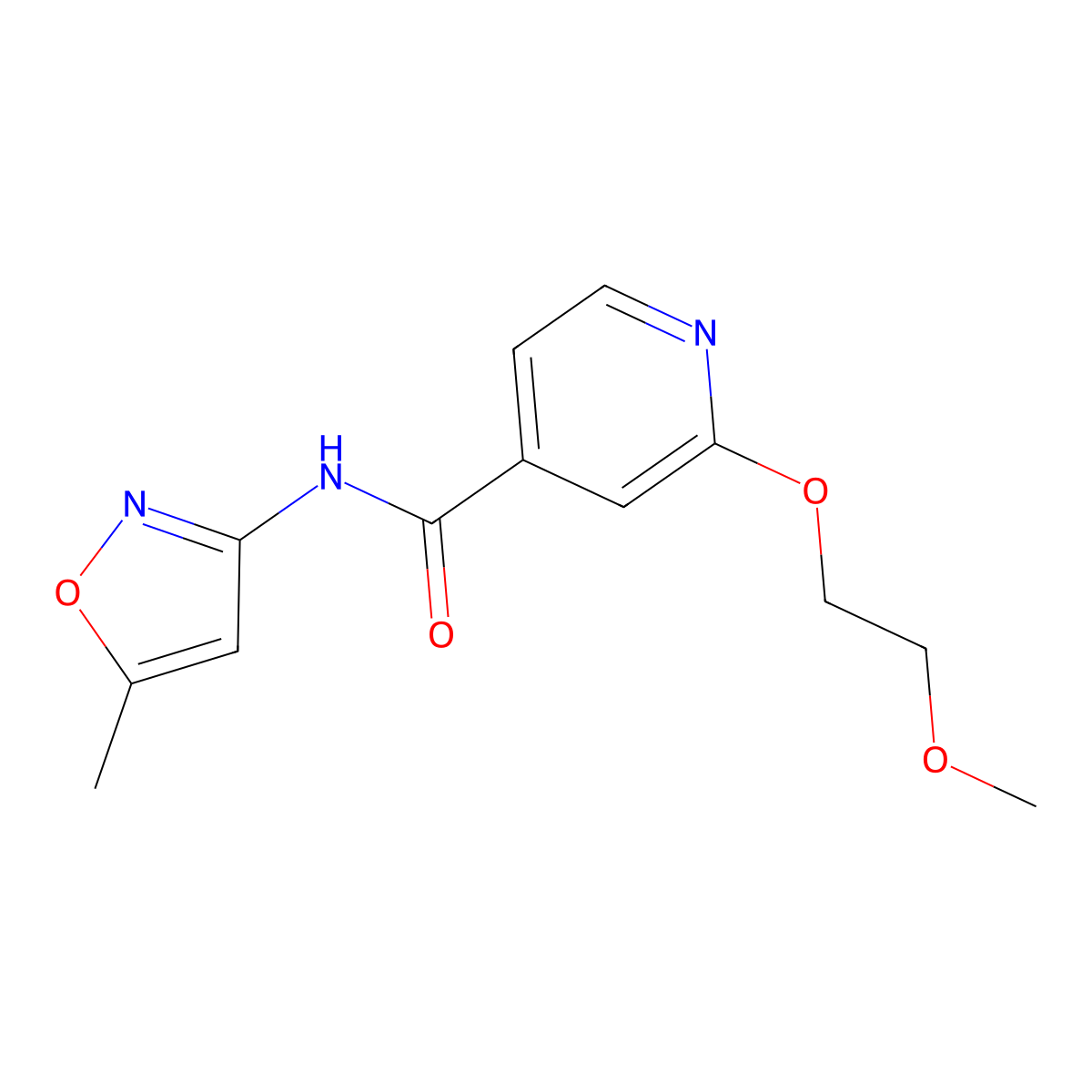 2-(2-methoxyethoxy)-N-(5-methylisoxazol-3-yl)isonicotinamide molecular structure, CAS 2034430-53-8