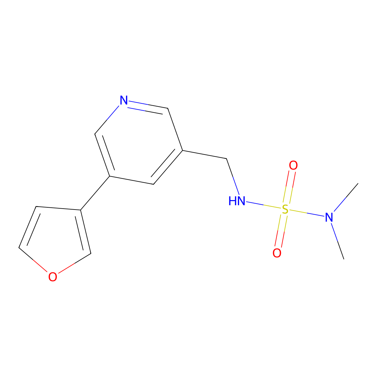 ({[5-(Furan-3-yl)pyridin-3-yl]methyl}sulfamoyl)dimethylamine molecular structure, CAS 2034430-56-1