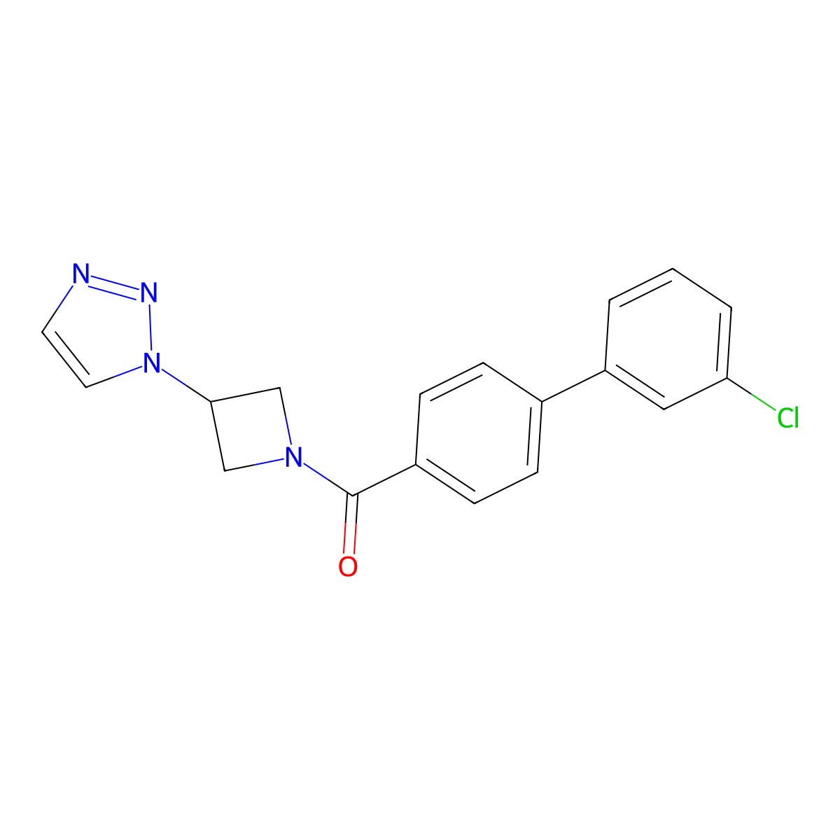 (3-(1H-1,2,3-triazol-1-yl)azetidin-1-yl)(3'-chloro-[1,1'-biphenyl]-4-yl)methanone molecular structure, CAS 2034430-59-4