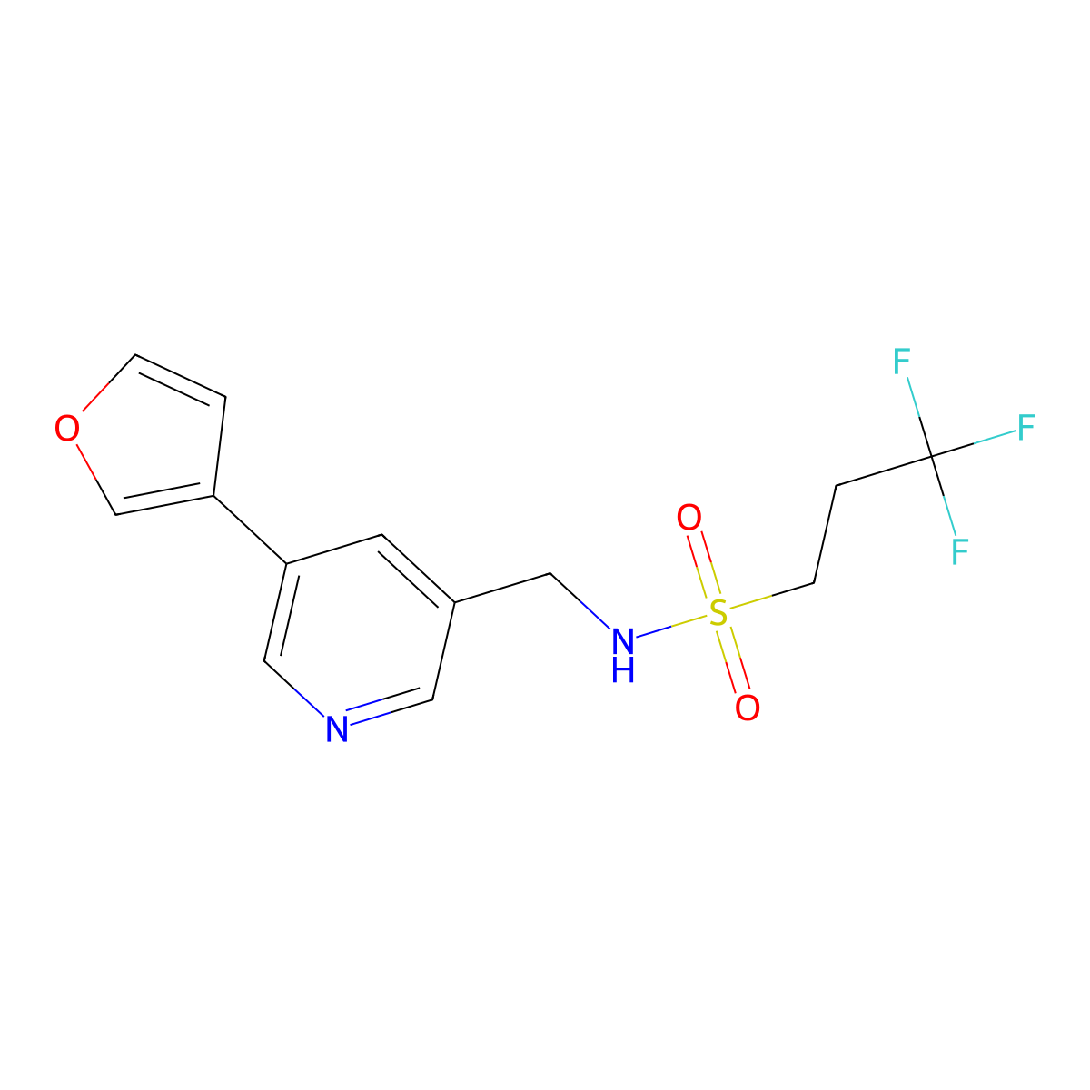 3,3,3-trifluoro-N-{[5-(furan-3-yl)pyridin-3-yl]methyl}propane-1-sulfonamide molecular structure, CAS 2034430-69-6