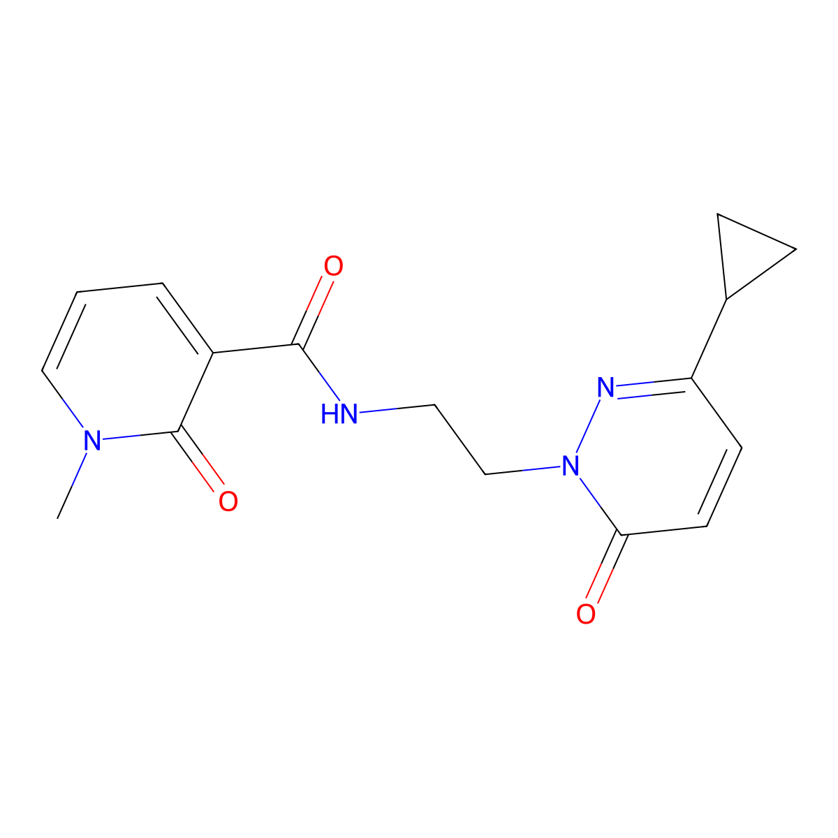 N-(2-(3-cyclopropyl-6-oxopyridazin-1(6H)-yl)ethyl)-1-methyl-2-oxo-1,2-dihydropyridine-3-carboxamide molecular structure, CAS 2034430-71-0