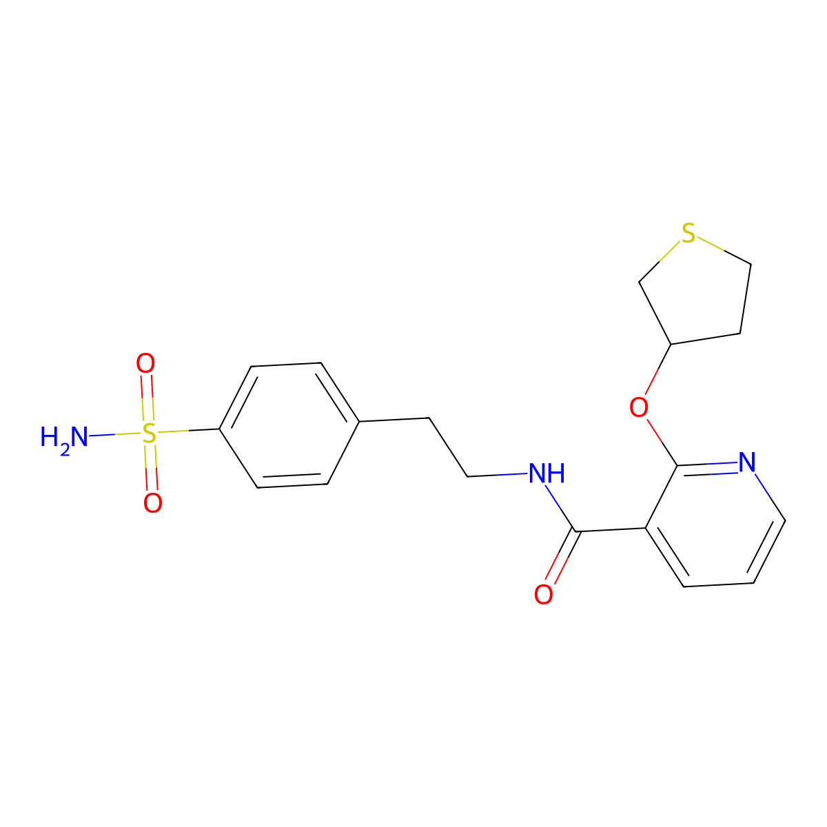 N-(4-sulfamoylphenethyl)-2-((tetrahydrothiophen-3-yl)oxy)nicotinamide molecular structure, CAS 2034430-72-1