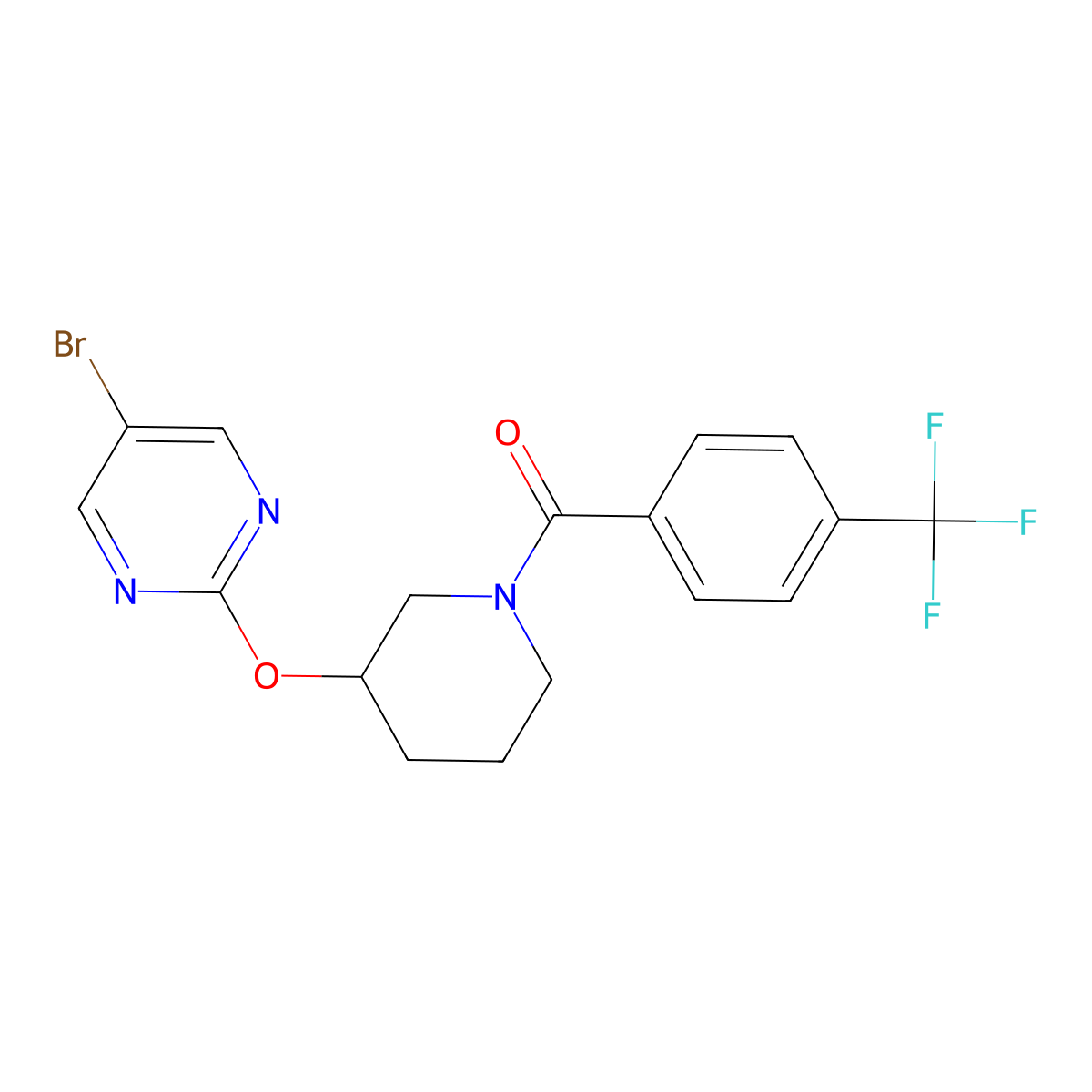 (3-((5-Bromopyrimidin-2-yl)oxy)piperidin-1-yl)(4-(trifluoromethyl)phenyl)methanone molecular structure, CAS 2034430-74-3