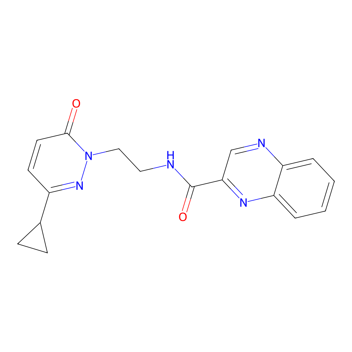 N-(2-(3-cyclopropyl-6-oxopyridazin-1(6H)-yl)ethyl)quinoxaline-2-carboxamide molecular structure, CAS 2034430-76-5
