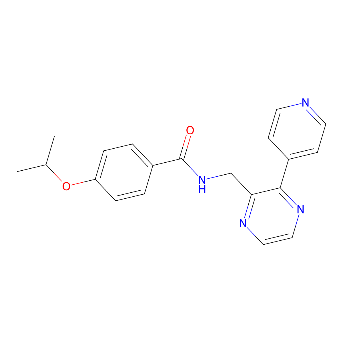 4-(propan-2-yloxy)-N-{[3-(pyridin-4-yl)pyrazin-2-yl]methyl}benzamide molecular structure, CAS 2034430-79-8