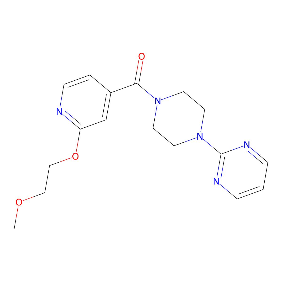 (2-(2-Methoxyethoxy)pyridin-4-yl)(4-(pyrimidin-2-yl)piperazin-1-yl)methanone molecular structure, CAS 2034430-81-2