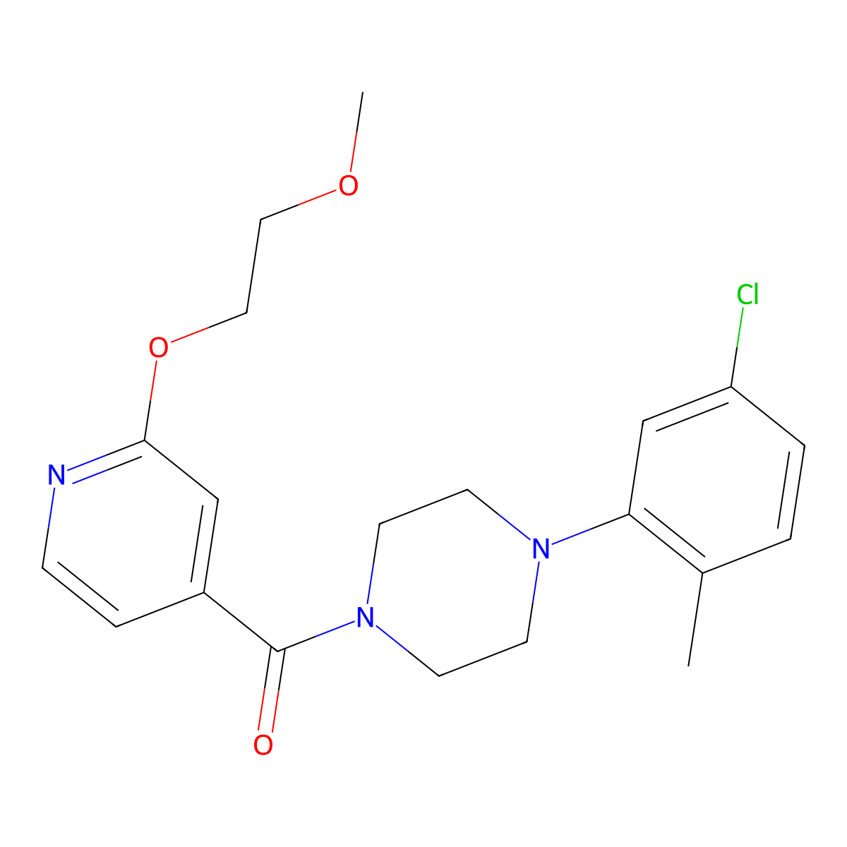 (4-(5-Chloro-2-methylphenyl)piperazin-1-yl)(2-(2-methoxyethoxy)pyridin-4-yl)methanone molecular structure, CAS 2034430-88-9