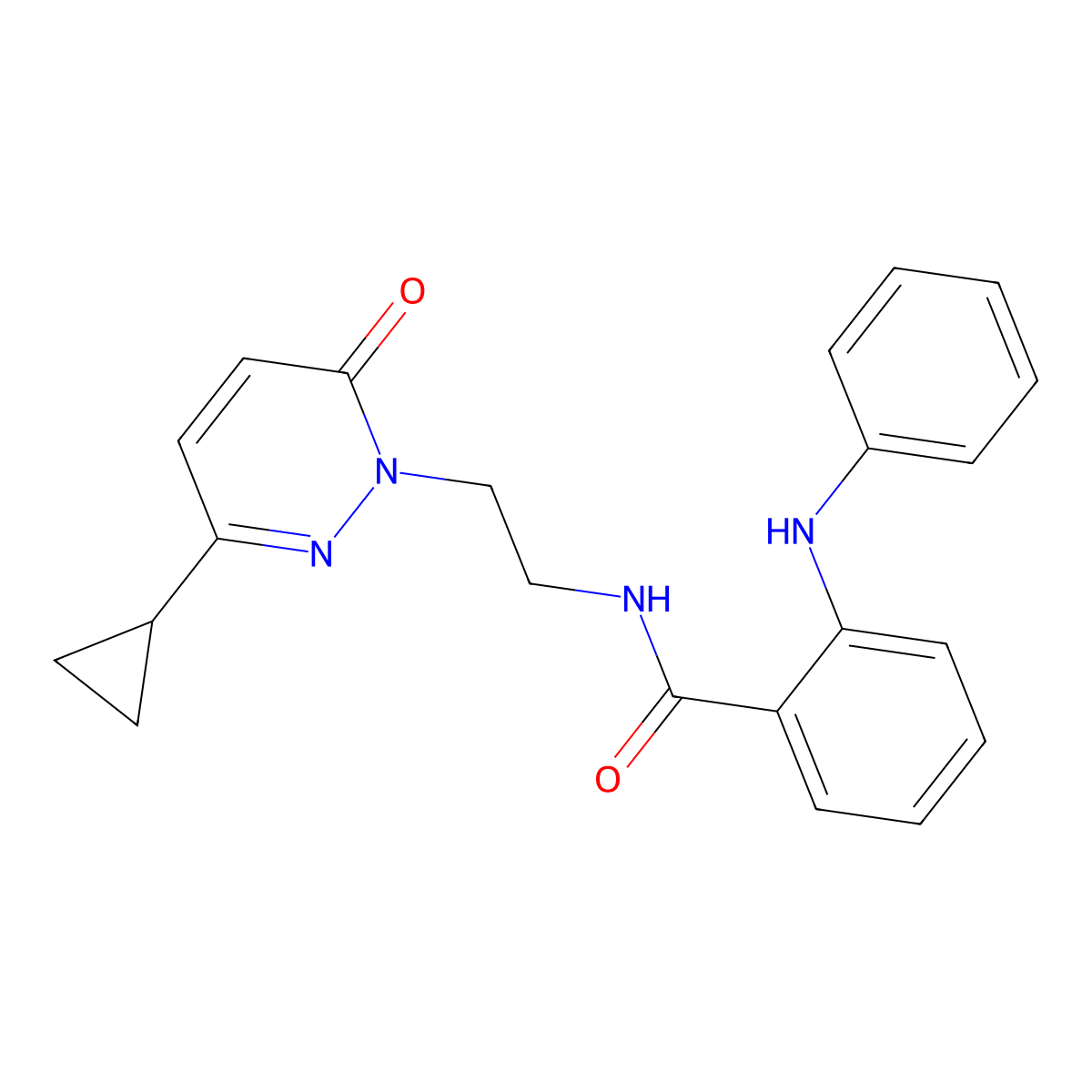 N-(2-(3-cyclopropyl-6-oxopyridazin-1(6H)-yl)ethyl)-2-(phenylamino)benzamide molecular structure, CAS 2034430-90-3