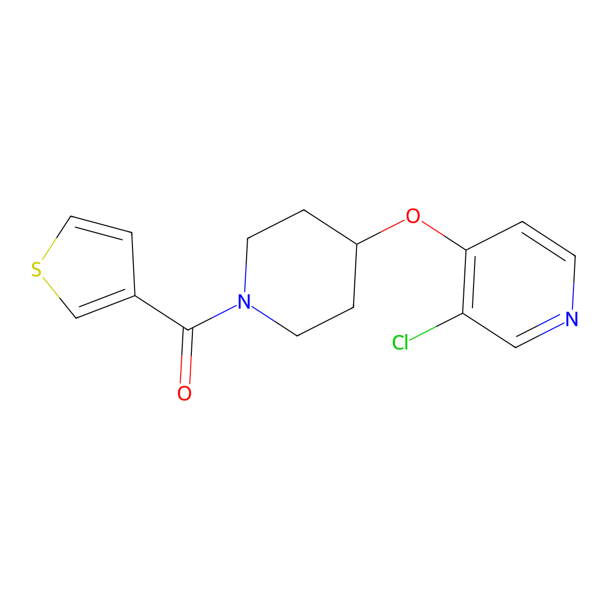 (4-((3-Chloropyridin-4-yl)oxy)piperidin-1-yl)(thiophen-3-yl)methanone molecular structure, CAS 2034430-91-4