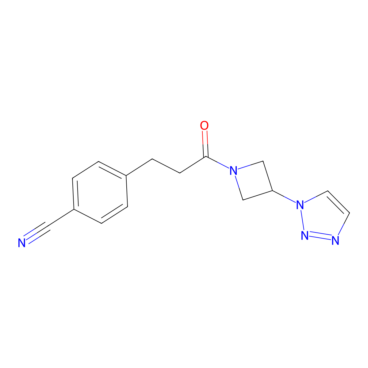 4-(3-(3-(1H-1,2,3-triazol-1-yl)azetidin-1-yl)-3-oxopropyl)benzonitrile molecular structure, CAS 2034430-92-5