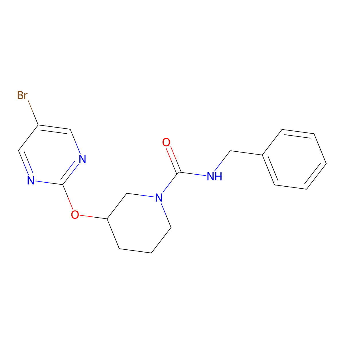 N-benzyl-3-[(5-bromopyrimidin-2-yl)oxy]piperidine-1-carboxamide molecular structure, CAS 2034430-94-7