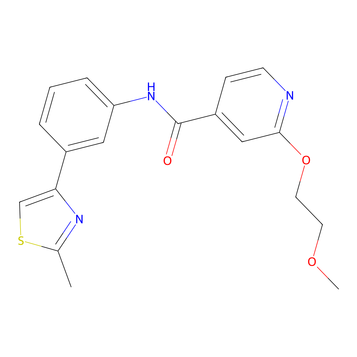 2-(2-methoxyethoxy)-N-(3-(2-methylthiazol-4-yl)phenyl)isonicotinamide molecular structure, CAS 2034430-95-8