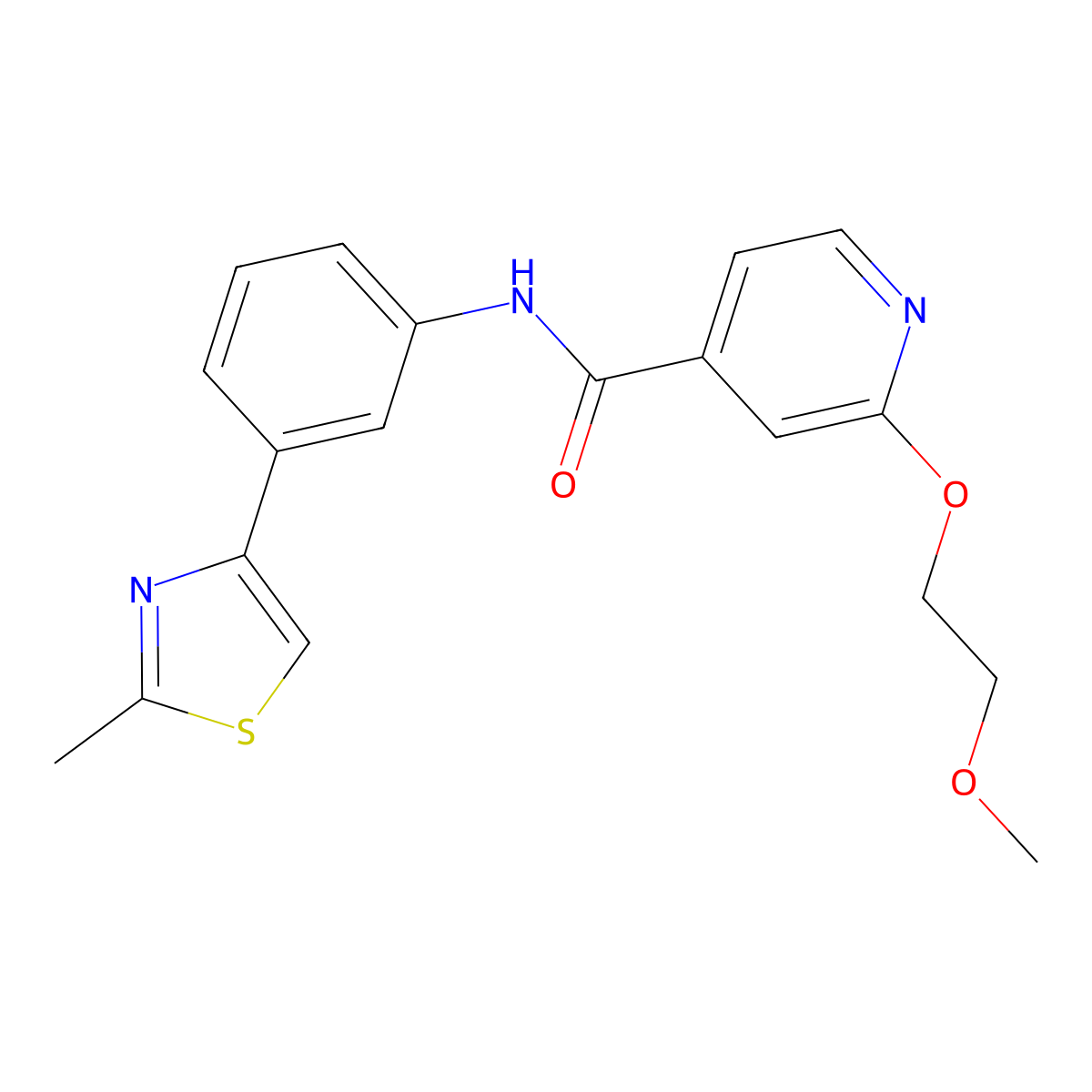 2-(2-methoxyethoxy)-N-(3-(2-methylthiazol-4-yl)phenyl)isonicotinamide molecular structure, CAS 2034430-95-8