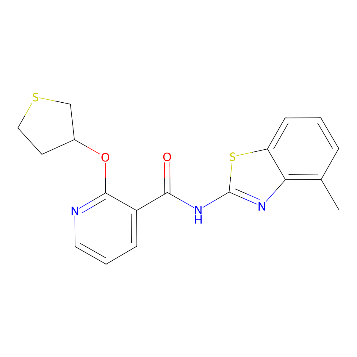 N-(4-methylbenzo[d]thiazol-2-yl)-2-((tetrahydrothiophen-3-yl)oxy)nicotinamide molecular structure, CAS 2034430-96-9