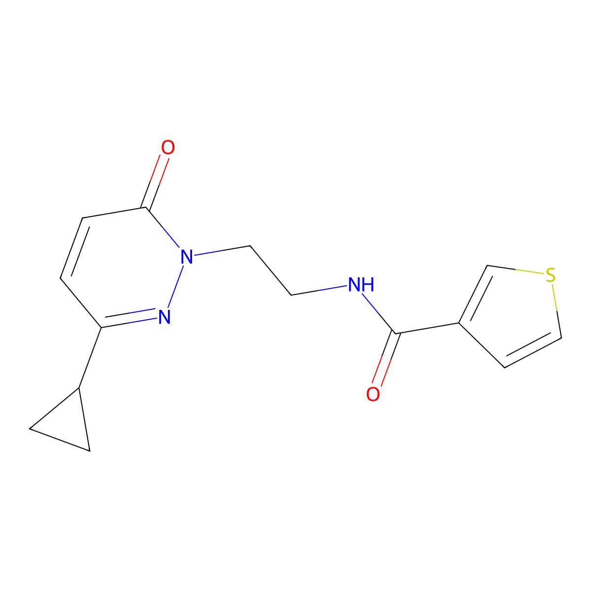 N-(2-(3-cyclopropyl-6-oxopyridazin-1(6H)-yl)ethyl)thiophene-3-carboxamide molecular structure, CAS 2034430-97-0