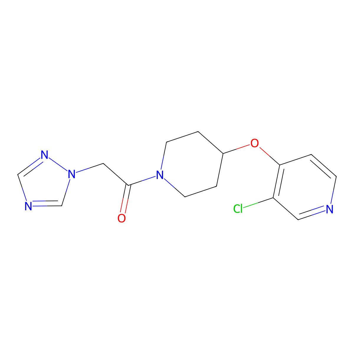 1-(4-((3-chloropyridin-4-yl)oxy)piperidin-1-yl)-2-(1H-1,2,4-triazol-1-yl)ethanone molecular structure, CAS 2034431-01-9