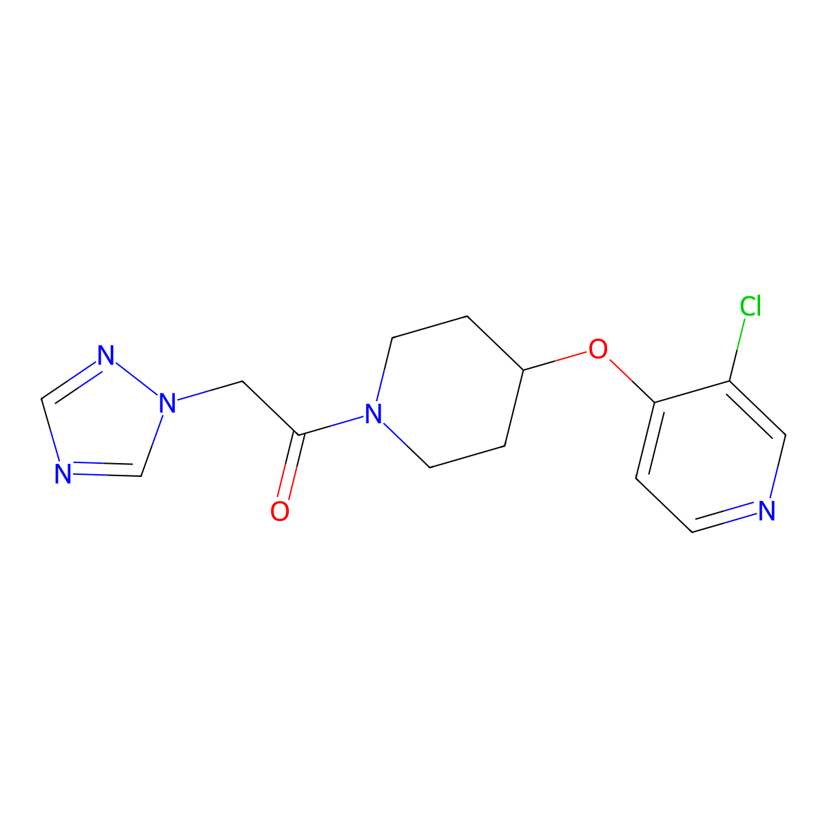 1-(4-((3-chloropyridin-4-yl)oxy)piperidin-1-yl)-2-(1H-1,2,4-triazol-1-yl)ethanone molecular structure, CAS 2034431-01-9
