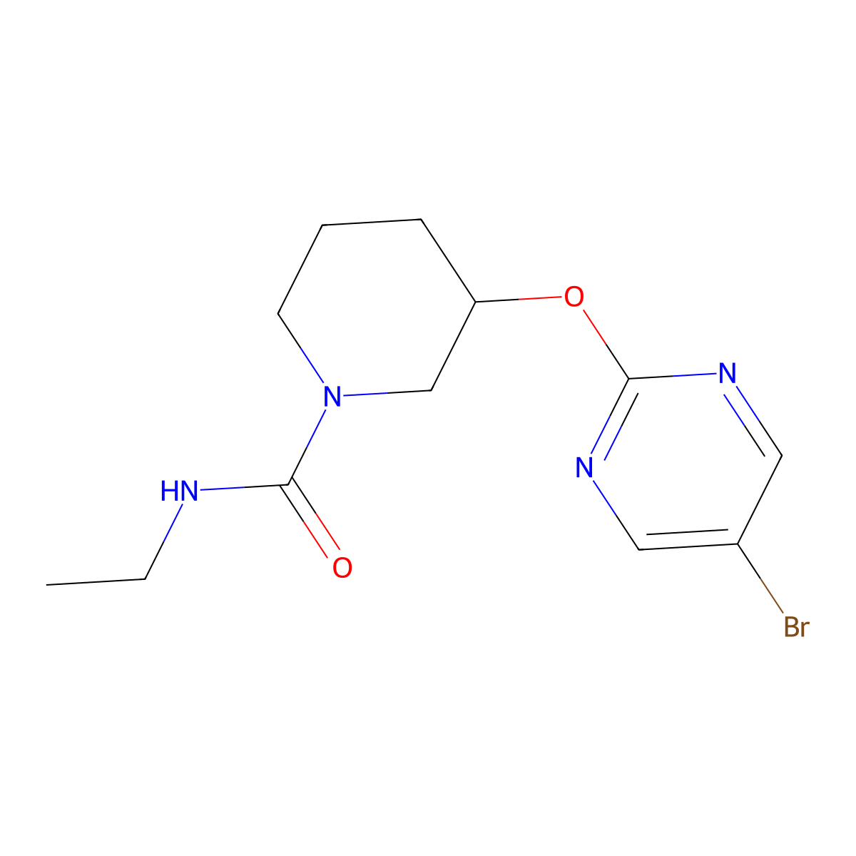 3-[(5-bromopyrimidin-2-yl)oxy]-N-ethylpiperidine-1-carboxamide molecular structure, CAS 2034431-02-0