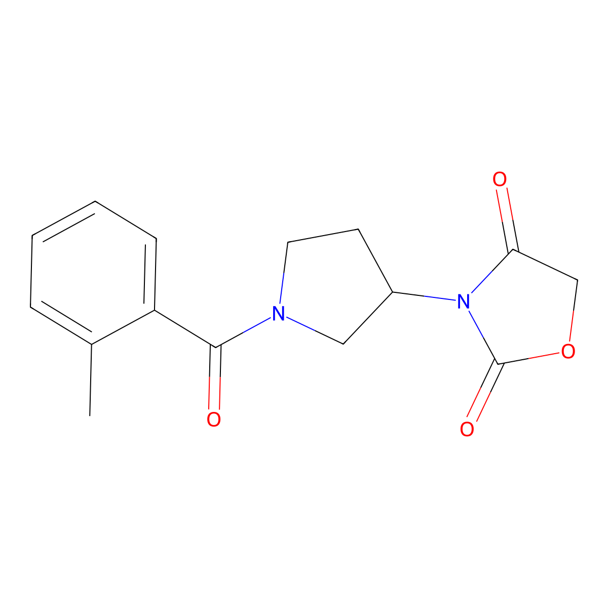 3-(1-(2-Methylbenzoyl)pyrrolidin-3-yl)oxazolidine-2,4-dione molecular structure, CAS 2034431-03-1