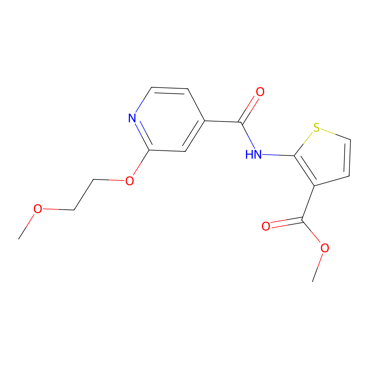 Methyl 2-(2-(2-methoxyethoxy)isonicotinamido)thiophene-3-carboxylate molecular structure, CAS 2034431-05-3