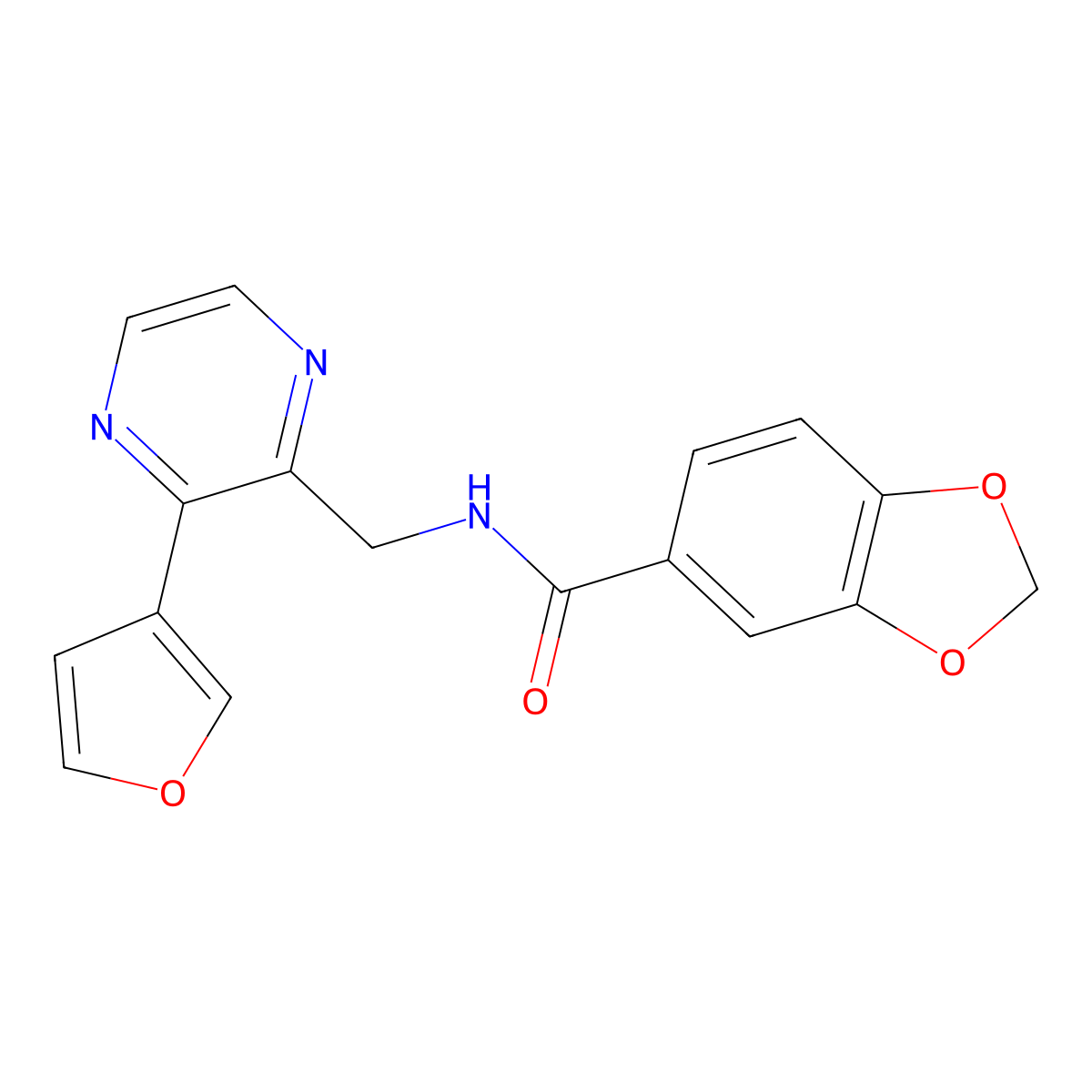 N-((3-(furan-3-yl)pyrazin-2-yl)methyl)benzo[d][1,3]dioxole-5-carboxamide molecular structure, CAS 2034431-08-6