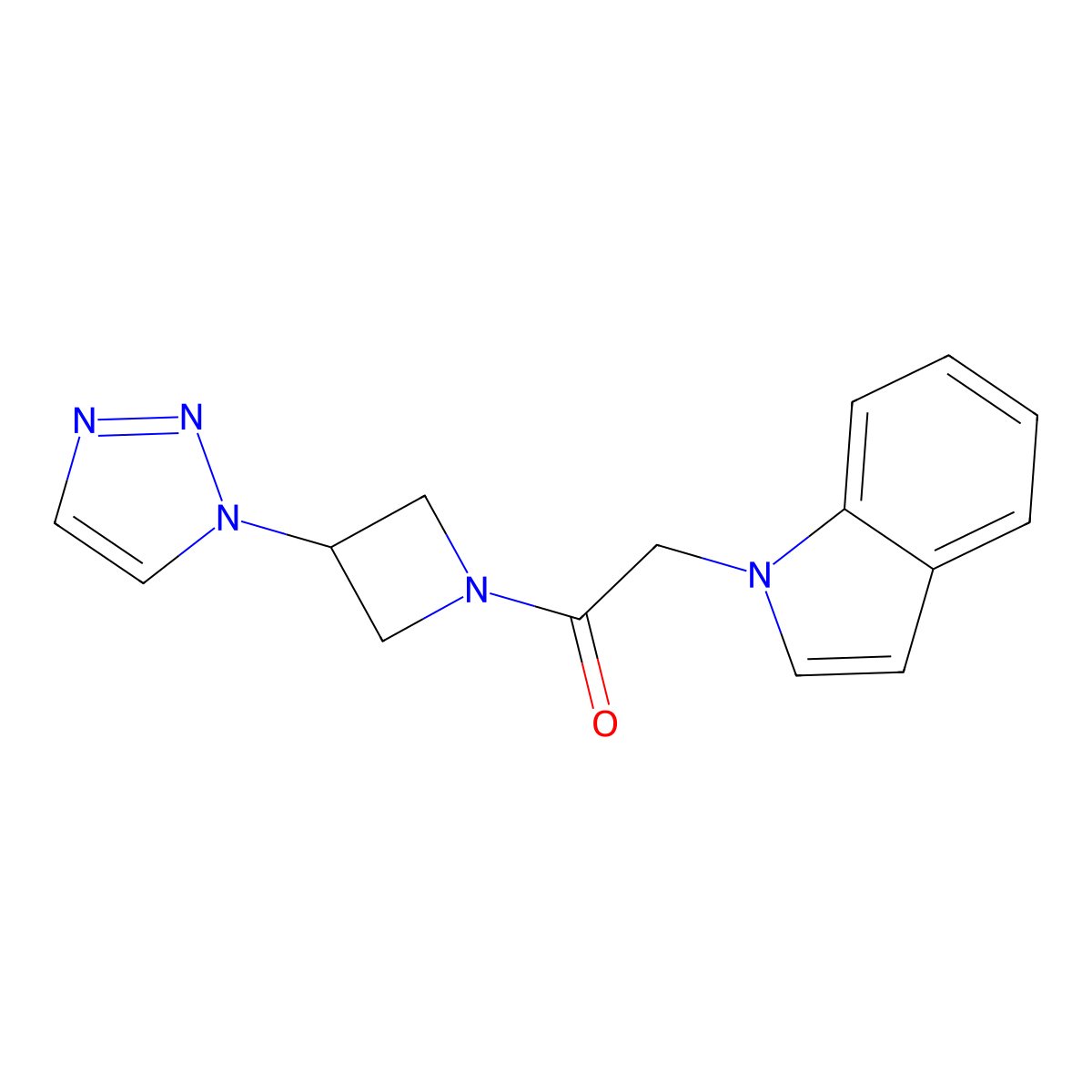 1-(3-(1H-1,2,3-triazol-1-yl)azetidin-1-yl)-2-(1H-indol-1-yl)ethanone molecular structure, CAS 2034431-09-7
