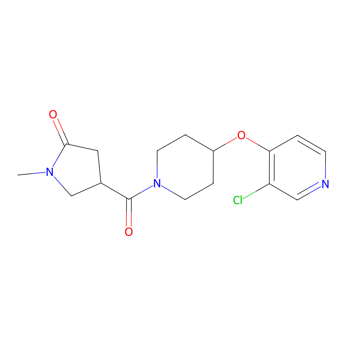 4-(4-((3-Chloropyridin-4-yl)oxy)piperidine-1-carbonyl)-1-methylpyrrolidin-2-one molecular structure, CAS 2034431-19-9