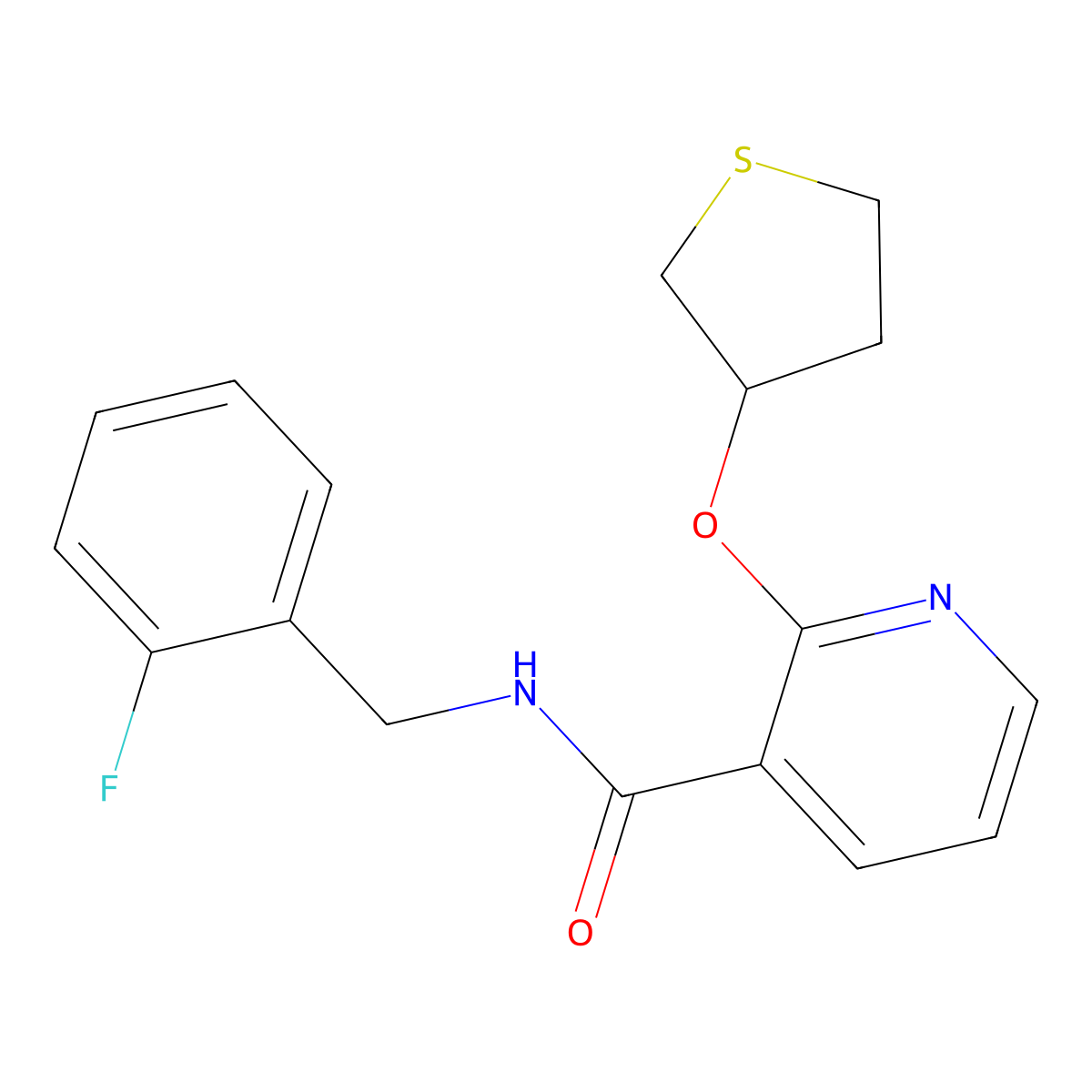 N-(2-fluorobenzyl)-2-((tetrahydrothiophen-3-yl)oxy)nicotinamide molecular structure, CAS 2034431-24-6